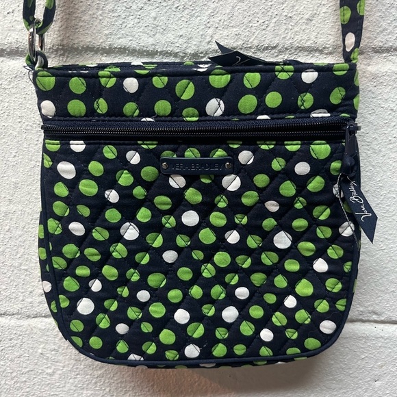 Vera Bradley Handbags - Vera Bradley Green and Navy Polka Dot Women's Bag